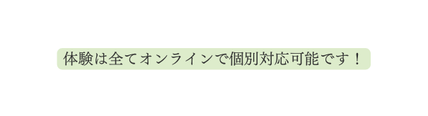 体験は全てオンラインで個別対応可能です